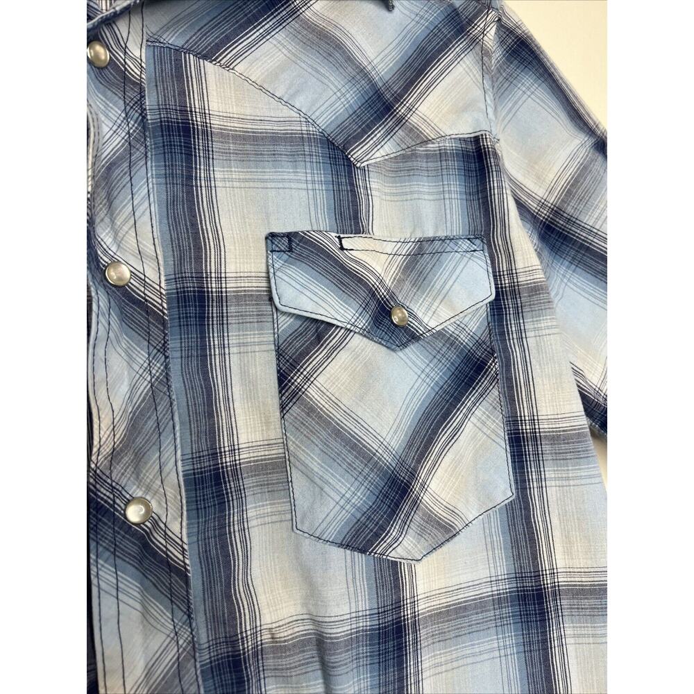 Wrangler Men’s Western Button Up Shirt Medium Plaid Pearl Snap Rodeo Cowboy - Picture 2 of 8